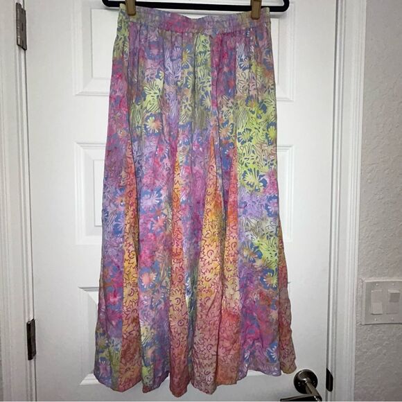 Norm Thompson Pull On Tie Dye Ombre Mix Floral Print Maxi Shirt - Picture 6 of 6